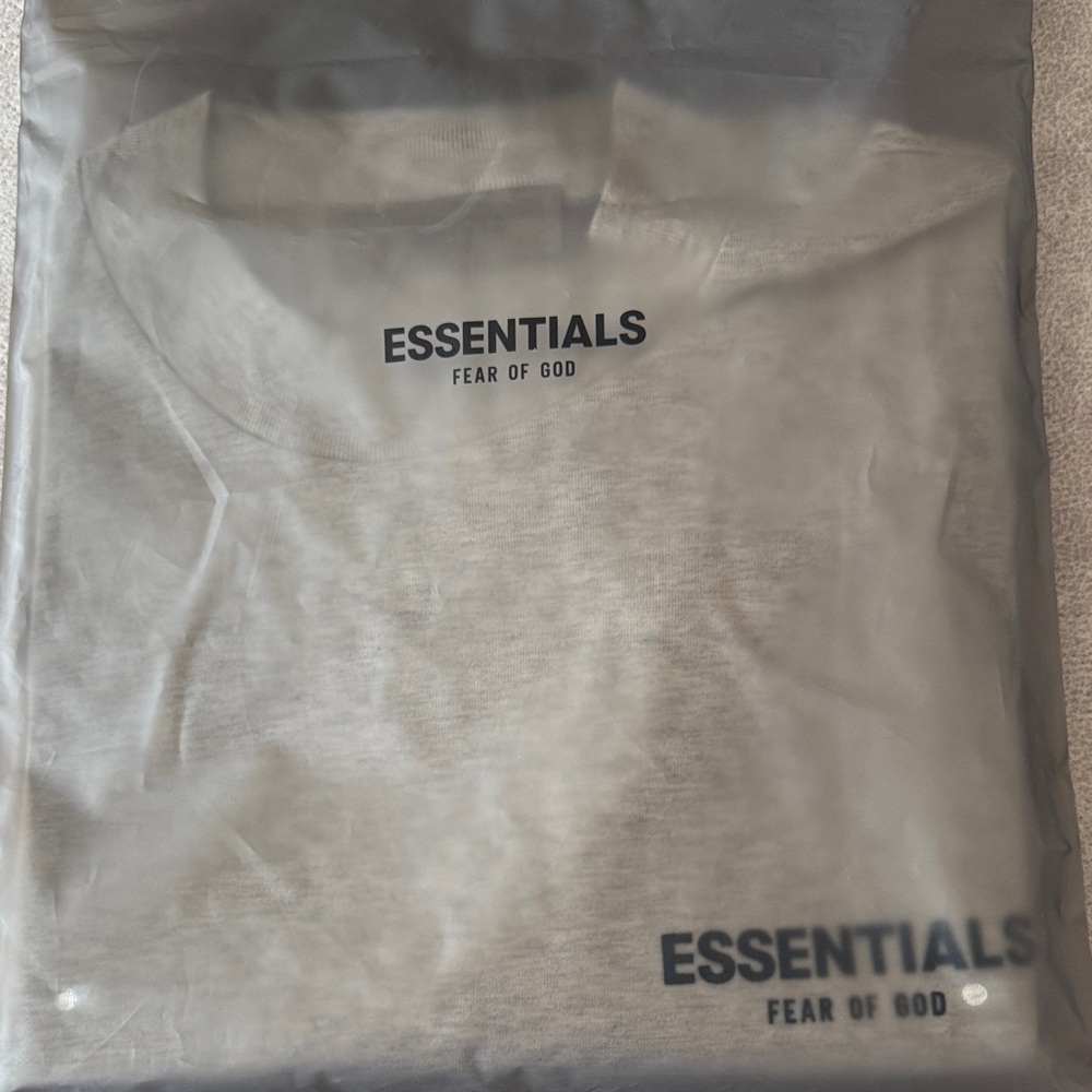 Fear of God Essentials Short Sleeve T-Shirt - Light Gray with Black Logo